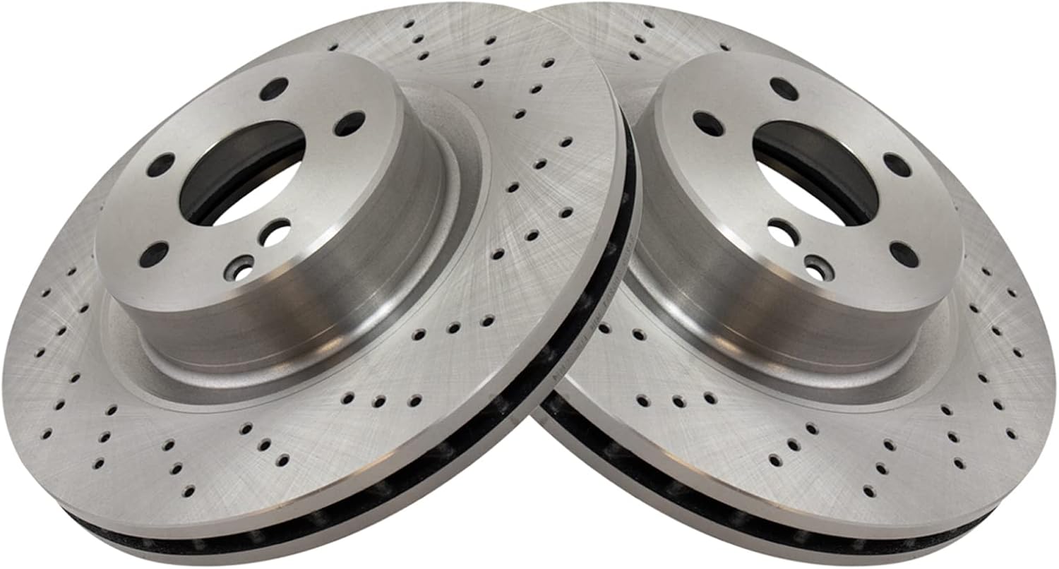 TRQ Front Brake Pad and Rotor Set Semi Metallic Vented Rotors Compatible with 2000-2002 Mercedes-Benz CL500 2000-2003 S430 S500