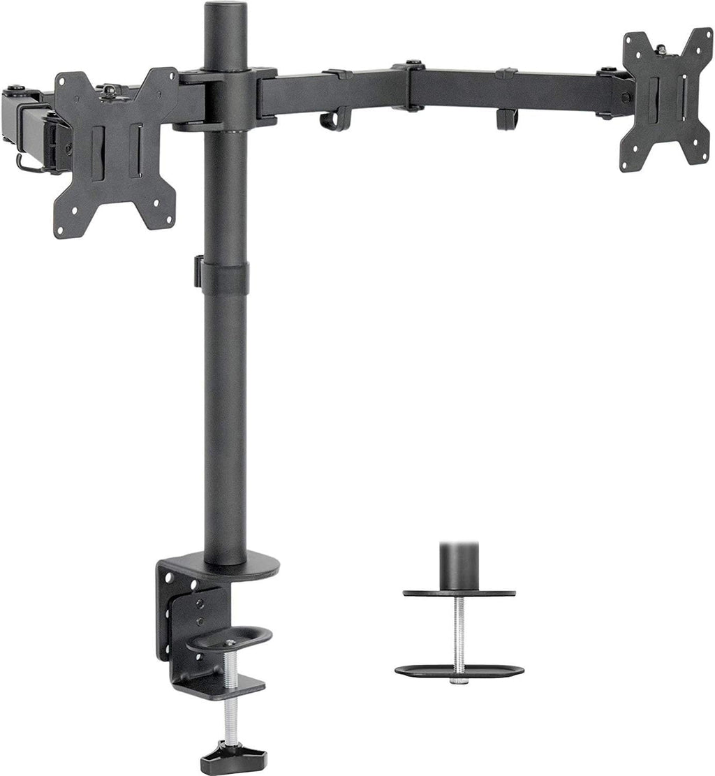 Lenovo ThinkVision S24e-20 23.8' Full HD 1920 x 1080 WLED LCD Monitor 2-Pack, 250 Nit, FreeSync, HDMI-VGA, Raven Black Bundle with Adjustable Desk Mount Monitor Stand
