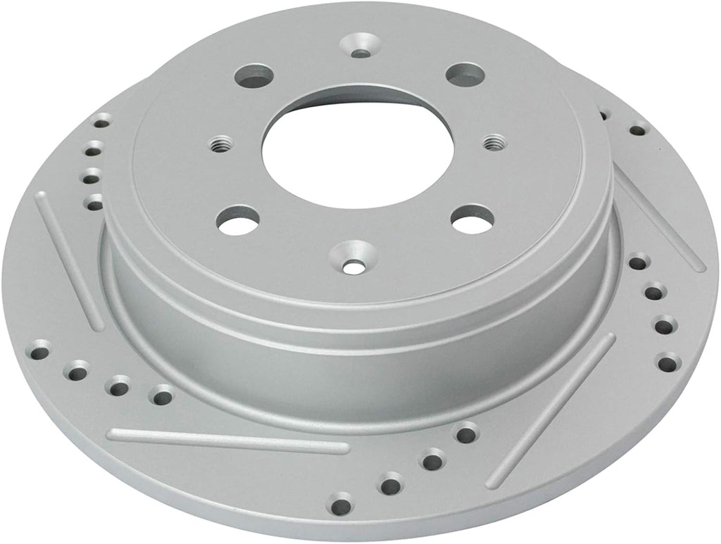 TRQ Performance Front and Rear Brake Rotor Set G Coated Drilled and Slotted Vented Solid Compatible with 1990-1994 Acura Integra