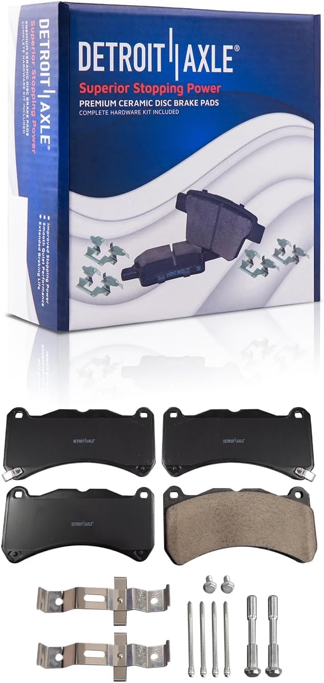 Detroit Axle - Front Brake Kit for 2018-2021 Subaru WRX STI 13.39' inch Drilled and Slotted Disc Brake Rotors Ceramic Brakes Pads 2019 2020 Replacement