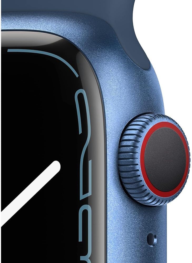 Apple Watch Series 7 (GPS + Cellular, 41mm) Blue Aluminum Case with Abyss Blue Sport Band, Regular (Renewed)