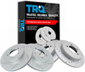 TRQ Performance Front and Rear Brake Rotor Set G Coated Drilled and Slotted Compatible with 2002-2005 Ford Explorer 2002-2005 Mercury Mountaineer