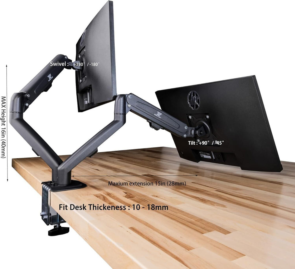 HP 22' FHD VA Monitor with 5 ms Response Time, Anti-Glare, Flicker Free, VESA Mount (100x100mm), HDMI, VGA & Dockztorm USB Port Expander, Black Color & ErgoFlexy Dual Monitor Mount (2 Pack)