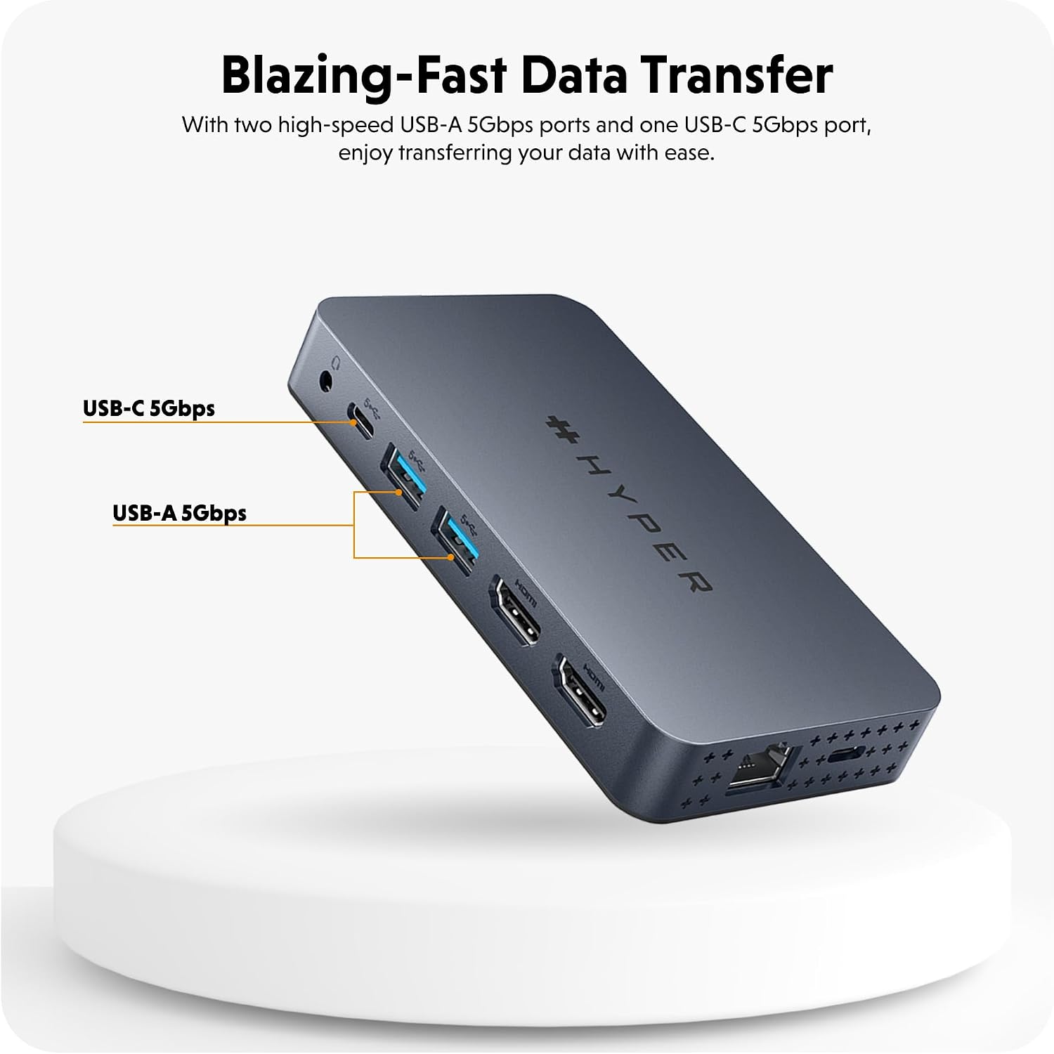 HyperDrive Dual USB C to HDMI 4K 60Hz, 10-in-1 Hub for 2-Monitor Extension, 100W Power Delivery Fast Charging, High-Speed Data Transfer, Compatible w/ M1, M2, M3, M4 MacBook, Windows, Chromebook