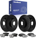 AutoShack Front & Rear Brake Rotors & Ceramic Pads for Honda, Civic 2006-2011, FWD L4 1.8L - E-Coated Drilled & Slotted - Black Finish - NightGuard