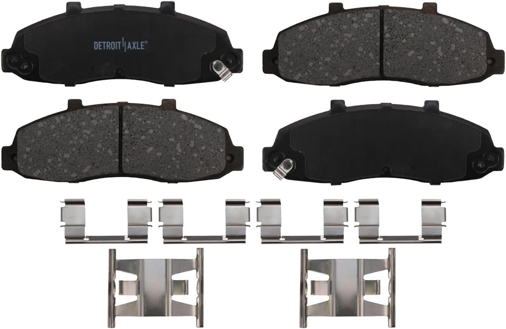 Detroit Axle - 4pc Front Brake Kit for 1999-2003 Ford F-150 2002 Lincoln Blackwood, Drilled and Slotted Disc Brake Rotors Ceramic Brakes Pads with Hardware Replacement : 12.13' inch Rotor
