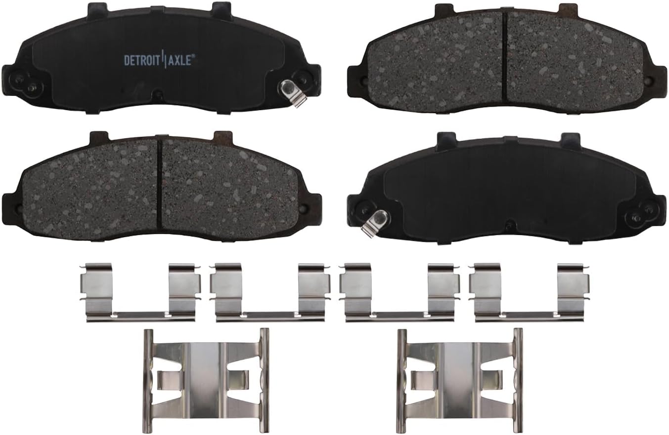 Detroit Axle - 4pc Front Brake Kit for 1999-2003 Ford F-150 2002 Lincoln Blackwood, Drilled and Slotted Disc Brake Rotors Ceramic Brakes Pads with Hardware Replacement : 12.13' inch Rotor