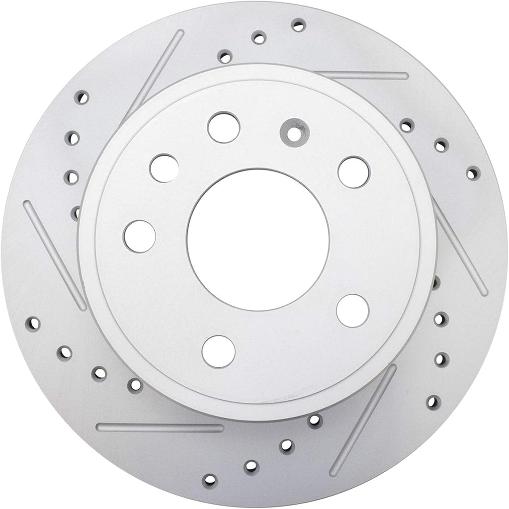 TRQ Front Rear Performance Drilled Slotted Zinc Coated Rotor Kit Compatible with Saab Saturn