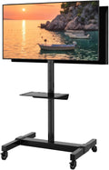 TVON Mobile Dual TV Stand for Two 32-65 Inch Plasma LCD LED Smart Flat Panel Curved TV Monitor Screens, Rolling Cart with Wheels, Tilt TV Mount Floor Stand, Hold up to 132 lbs