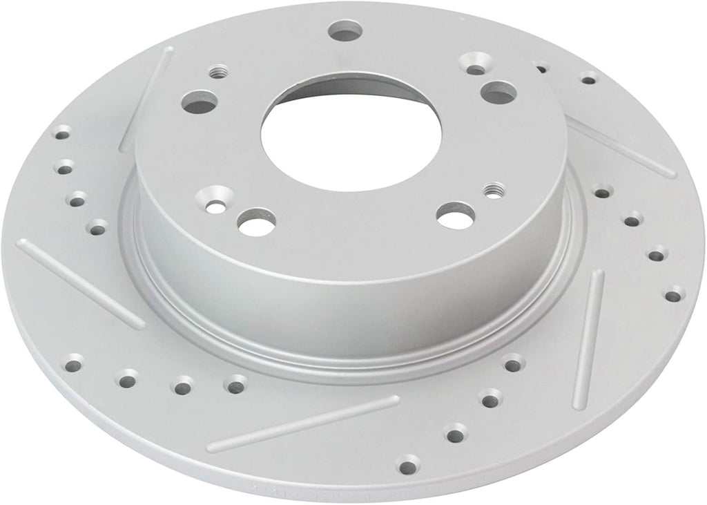 TRQ Performance Front and Rear Brake Rotor Set G Coated Drilled and Slotted Vented Solid Compatible with 2003-2007 Honda Accord 2004-2008 Acura TSX