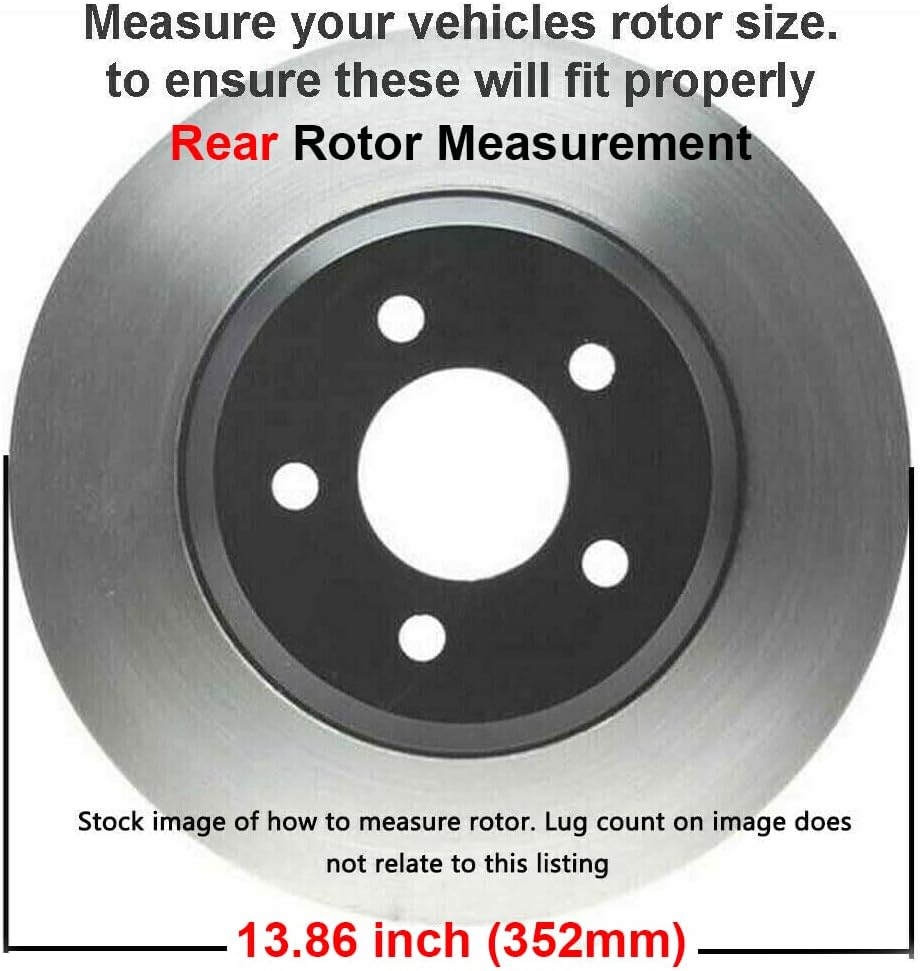 Detroit Axle - 5 Lugs Rear Brake Kit for Dodge Ram 1500 Durango Chrysler Aspen Brake Rotors Ceramic Brakes Pads Replacement : 13.86' inch Rotors