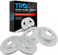 TRQ Performance Front and Rear Brake Rotor Set G Coated Drilled and Slotted Vented Solid Compatible with 2003-2007 Honda Accord 2004-2008 Acura TSX