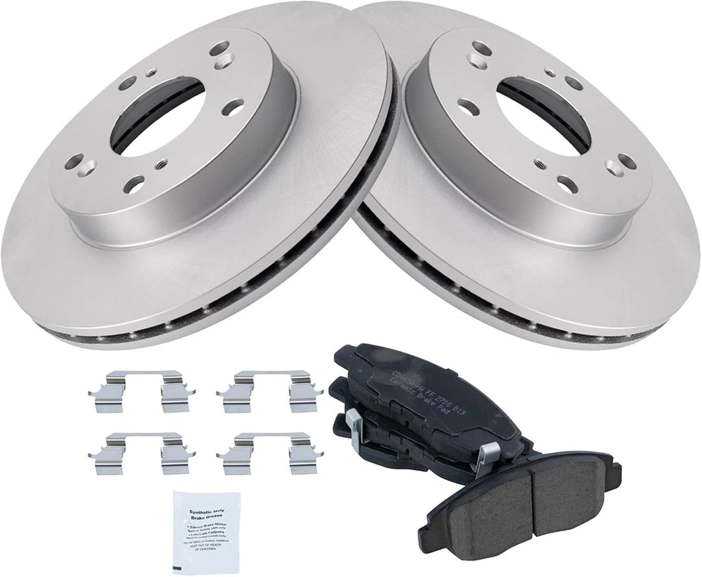 TRQ Front Brake Pad & Rotor Kit, with Chemical Kit Ceramic Premium G-Coated Compatible with 2006-2011 Honda Civic