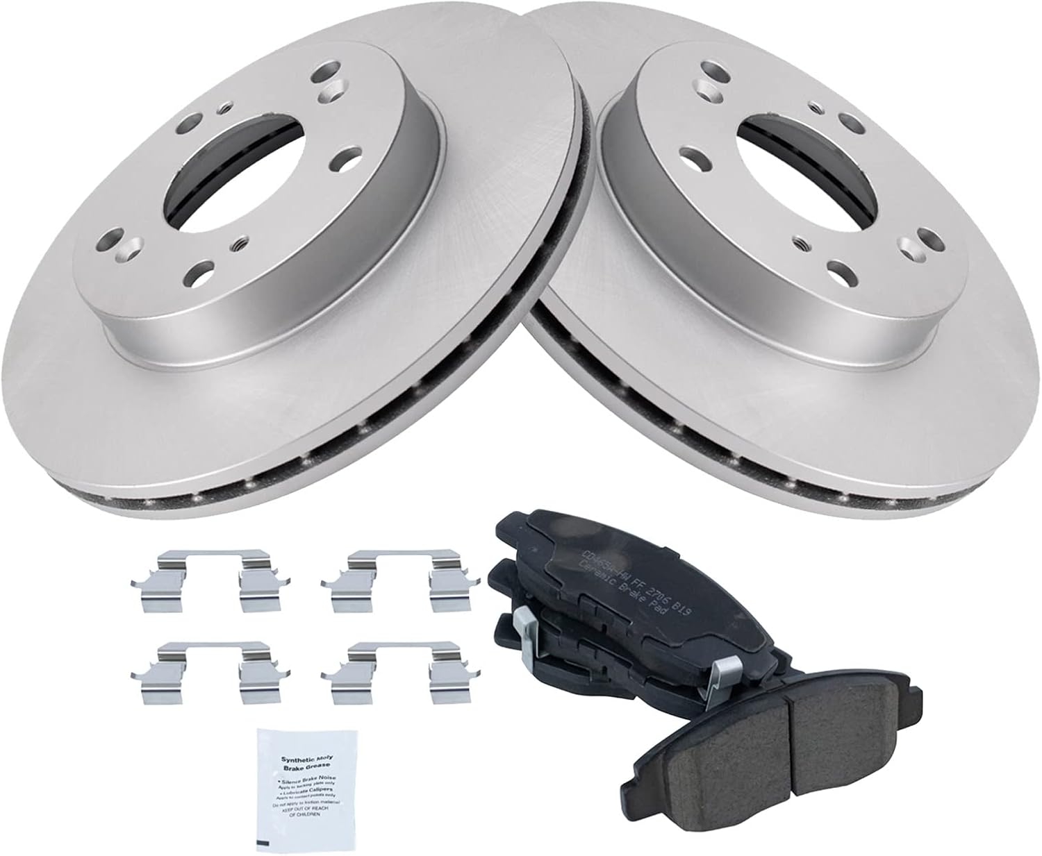 TRQ Front Brake Pad & Rotor Kit, with Chemical Kit Ceramic Premium G-Coated Compatible with 2006-2011 Honda Civic