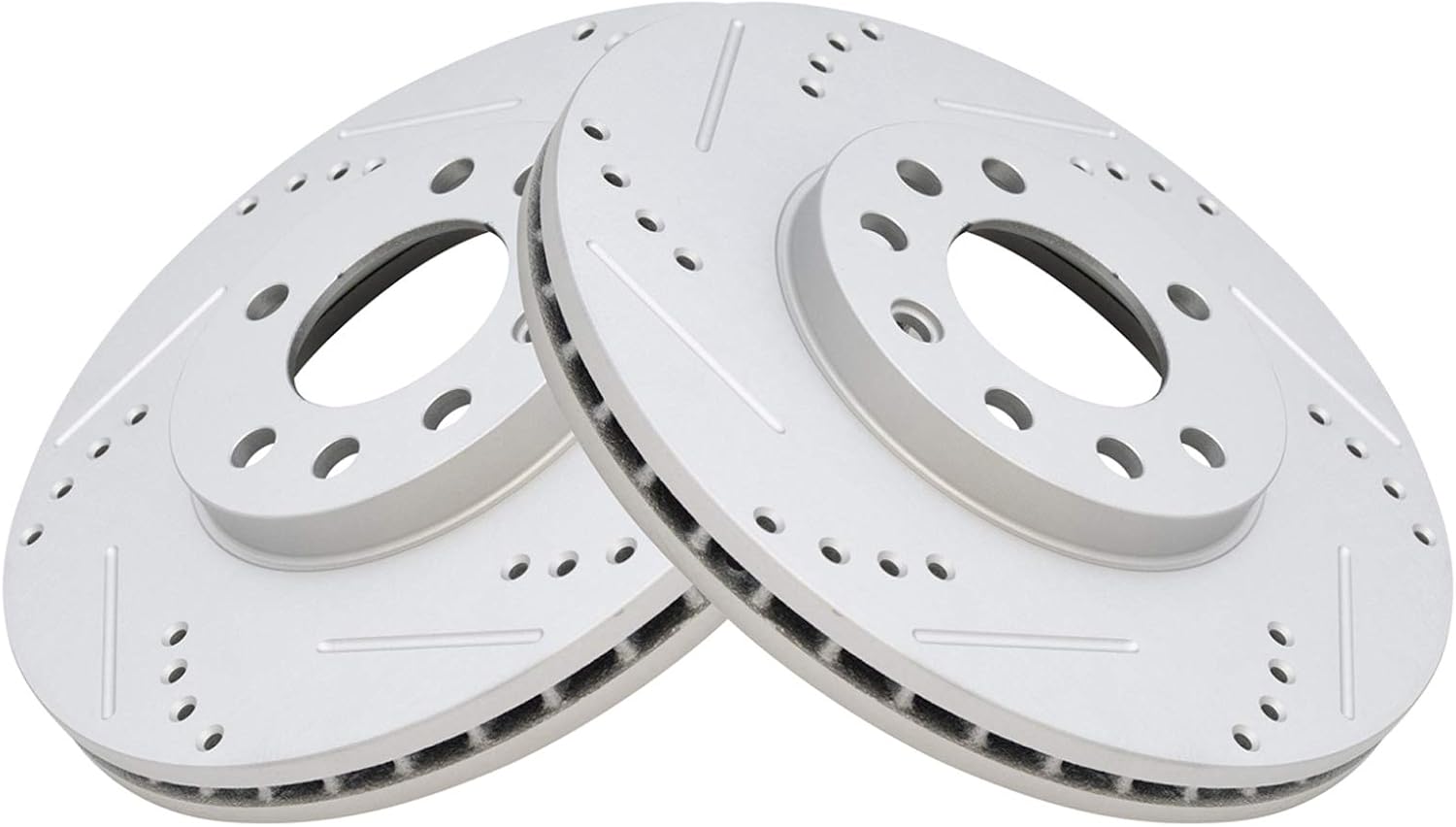 TRQ Front Rear Performance Drilled Slotted Zinc Coated Rotor Kit Compatible with Saab Saturn