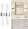 kudos Brushed Nickel Modern Sconces Wall Lighting, Bathroom sconces Set of 2 with Clear Glass and Frosted Glass, Modern LED Vanity Light for Bathroom, 3000K/4500K/6000K Adjustable,KDVL06-BN-2-2PK