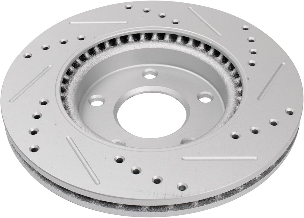 TRQ Performance Front and Rear Brake Rotor Set G Coated Drilled and Slotted Compatible with 2013-2019 Nissan Sentra