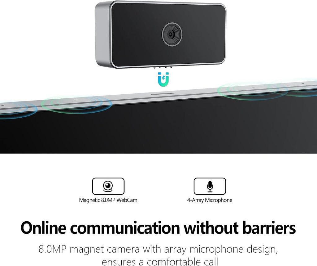 INNOCN 4K 32 Inch Smart Touchscreen Portable Mobile Monitor with Android OS, Built-in 9800mAh Battery, Pivot Adjustment, USB Type C, 8.0MP Webcam, Mic, Silve