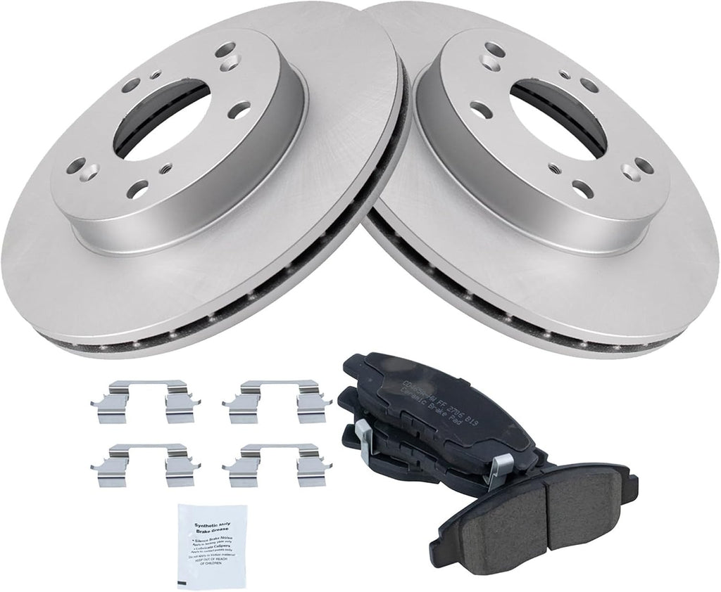 Front Brake Pad & Rotor Kit, with Chemical Kit Ceramic Premium G-Coated Compatible with 2006-2011 Honda Civic