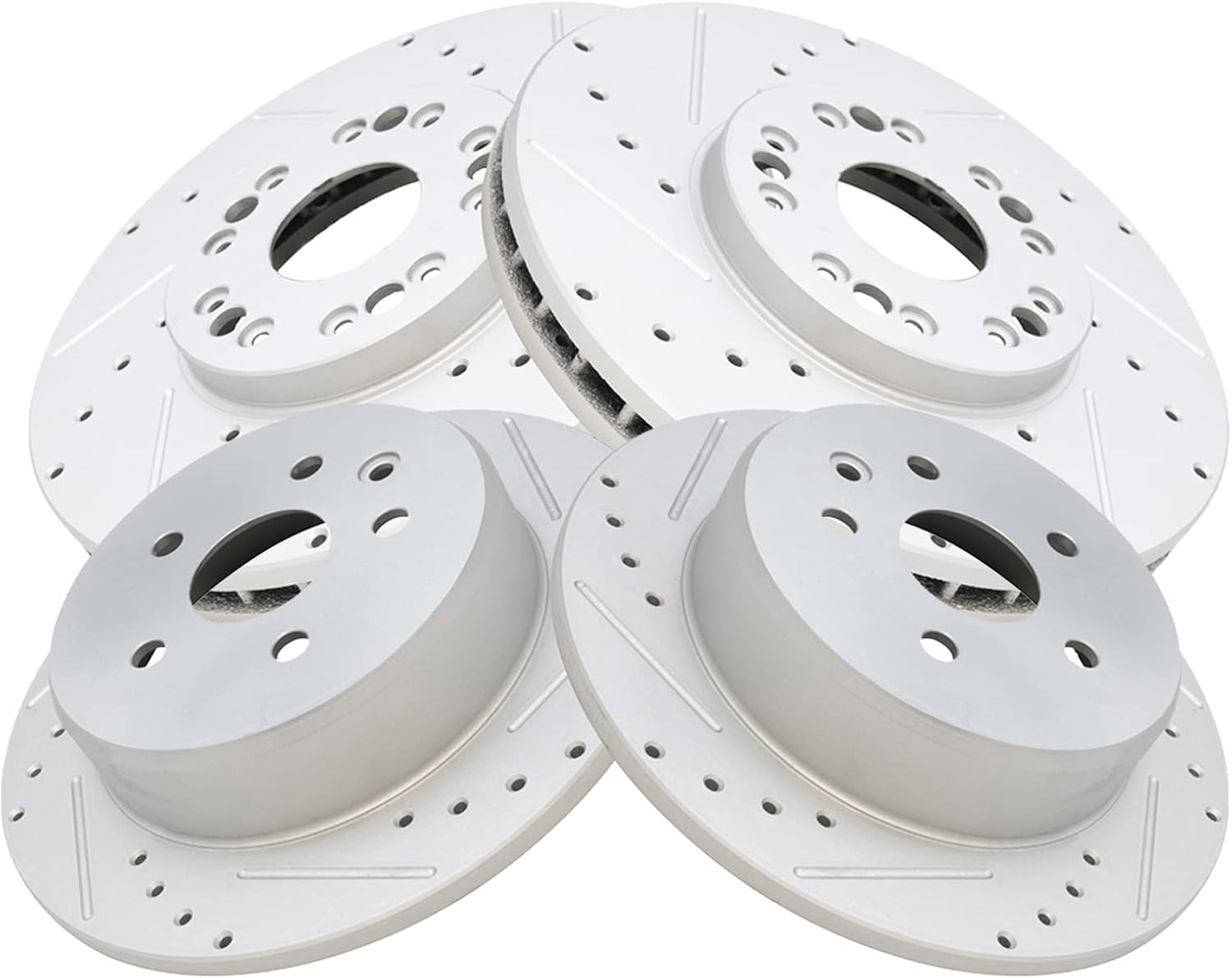 TRQ Performance Front and Rear Brake Rotor Set G Coated Drilled and Slotted Compatible with 1998-2005 Lexus GS300 1998-2000 GS400 2001-2005 GS430 2001-2005 IS300 2002-2010 SC430