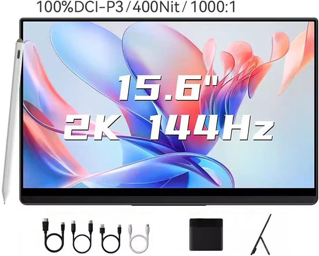 Portable Monitor for Laptop 15.6-inch IPS 2K 144HZ Cell Phone External Screen Multifunctional Touch Secondary Laptop Expansion Gaming Machine Monitor Portable Gaming Monitor