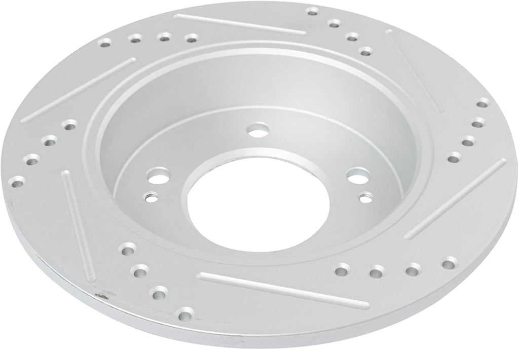 TRQ Front Rear Performance Drilled Slotted Zinc Coated Rotor Kit Compatible with Hyundai Kia