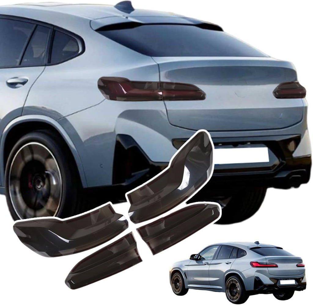 ABS Black Rear Tail Light Lens Taillight Kit Compatible with BMW X4 G02 X4 M 2019-2025 Car Exterior Taillight Protection Cover Accessories