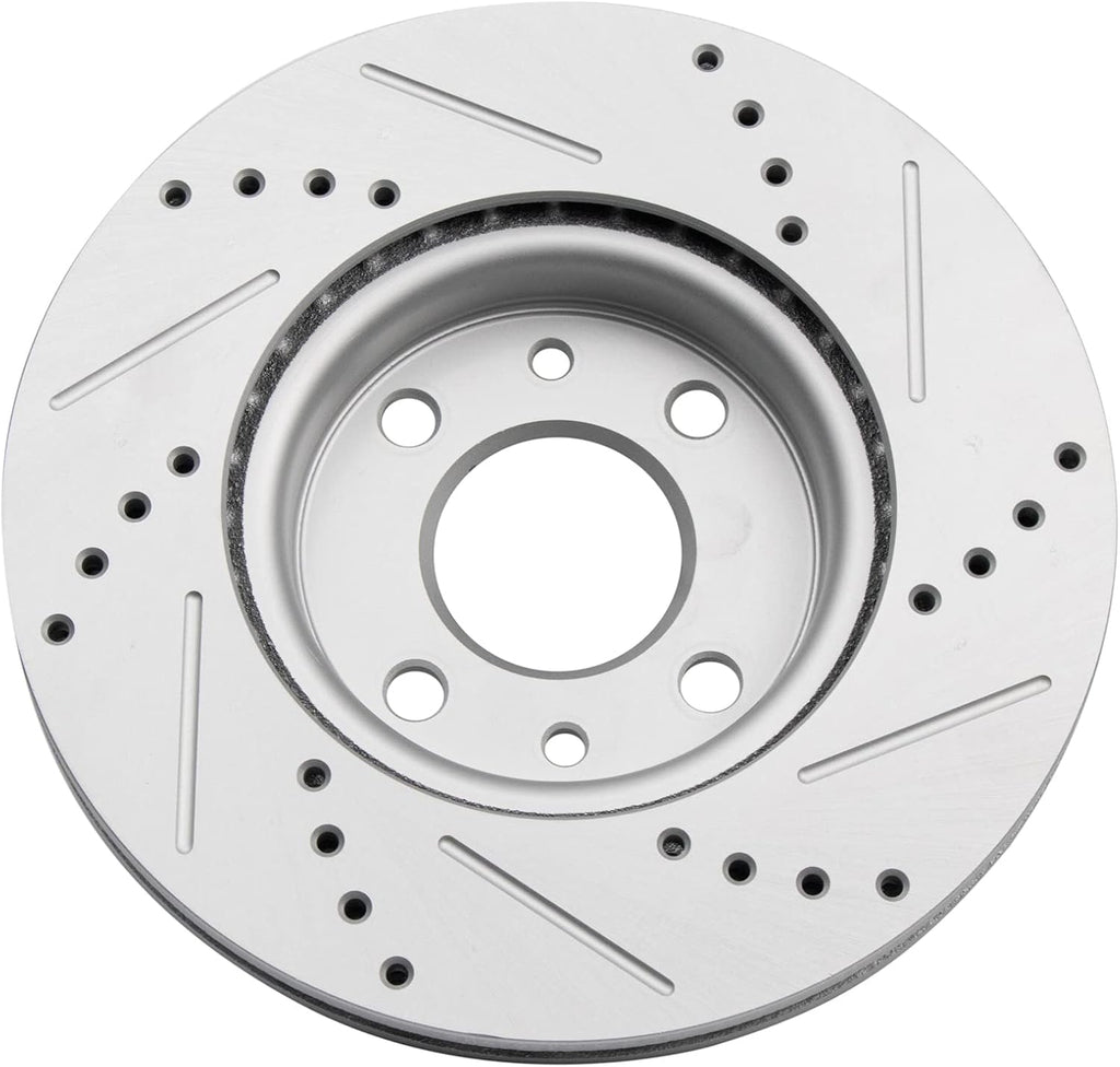 TRQ Performance Front and Rear Brake Rotor Set G Coated Drilled and Slotted Compatible with 2012-2017 Fiat 500