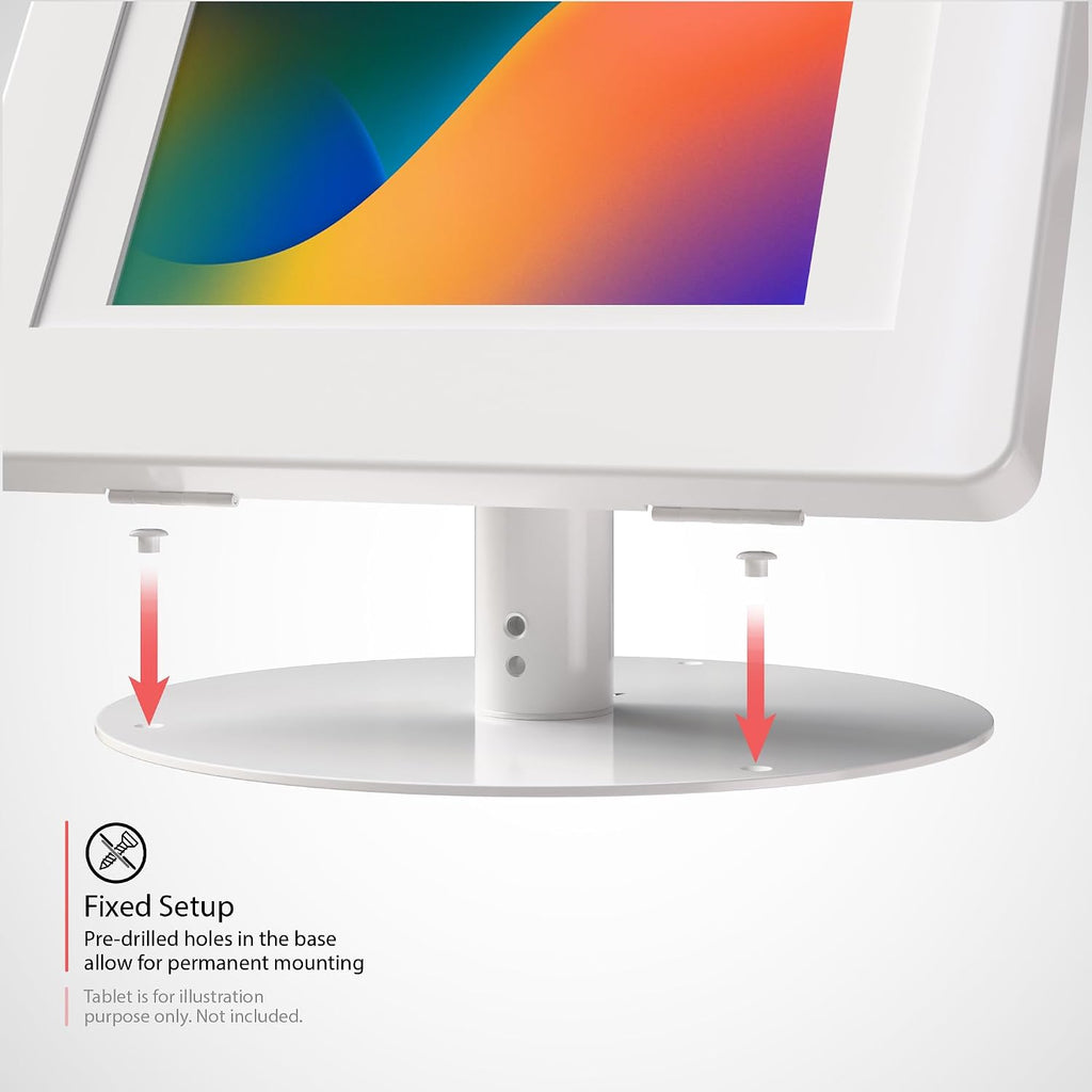 Premium iPad Retail POS Stand – CTA Upscale Tablet Kiosk Stand with 360 Degree Rotation & Locking for Retail, Restaurants & More – for Surface Pro 3-8th Gen, iPad Pro 12.9' & More – White (PAD-HSKSWL)