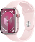 Apple Watch Series 9 (GPS + LTE) 45MM Pink Aluminum Case Light Pink Sport Band (Renewed)