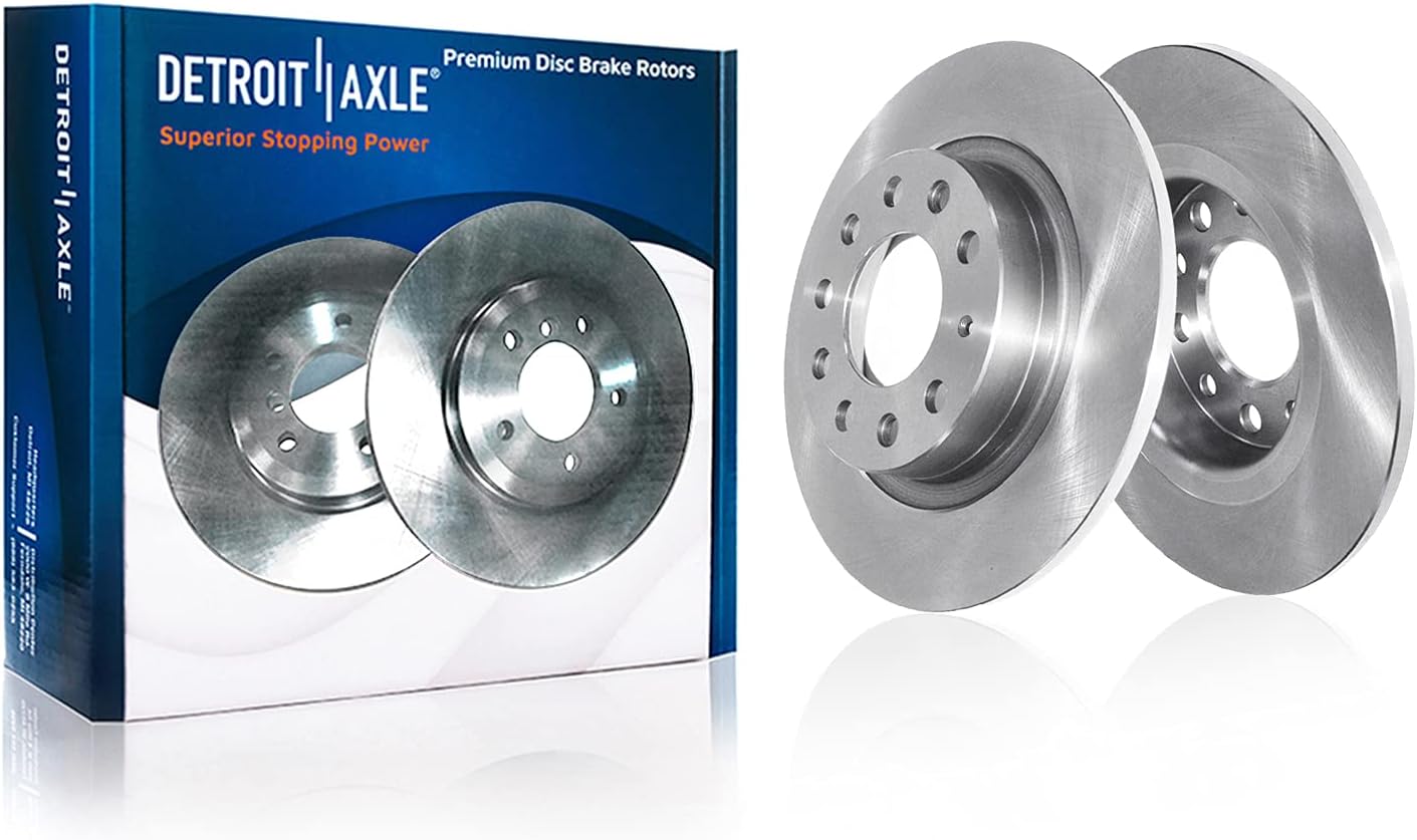 Detroit Axle - 312mm Front and 272mm Rear Disc Brake Rotors Ceramic Pads + Brake Cleaner Fluid Compatible for VW Volkswagen 2015-2018 GTI, 2021-2022 Passat, 2017-2019 Golf Alltrack