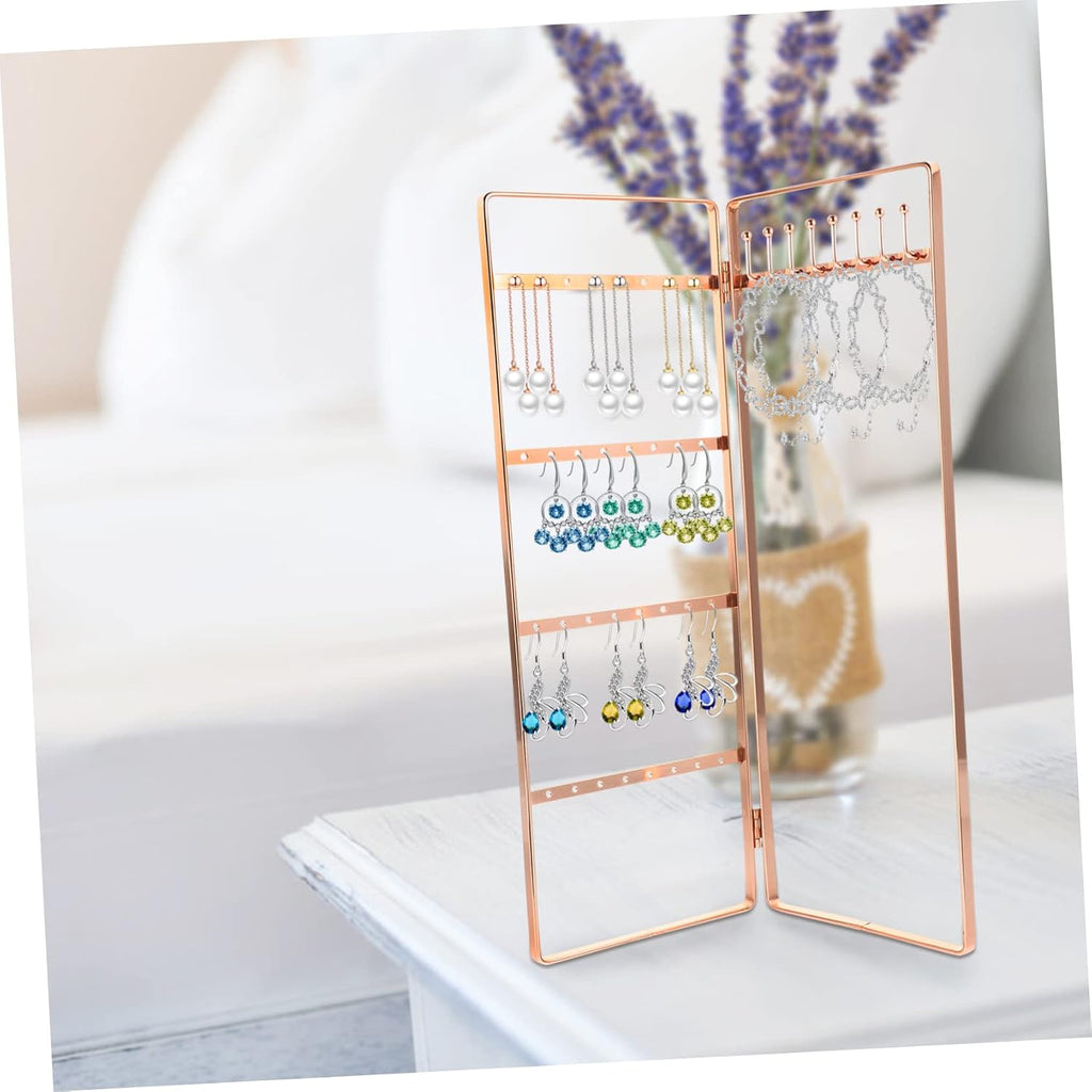 4pcs Wrought Iron Jewelry Stand Delicate Jewelry Stand Ornament Display Stand Monitor Stands Necklaces Display Stand Earring Display Stand Necklace Display Rack Earrings Organizer (Rose Goldx4pcs 28