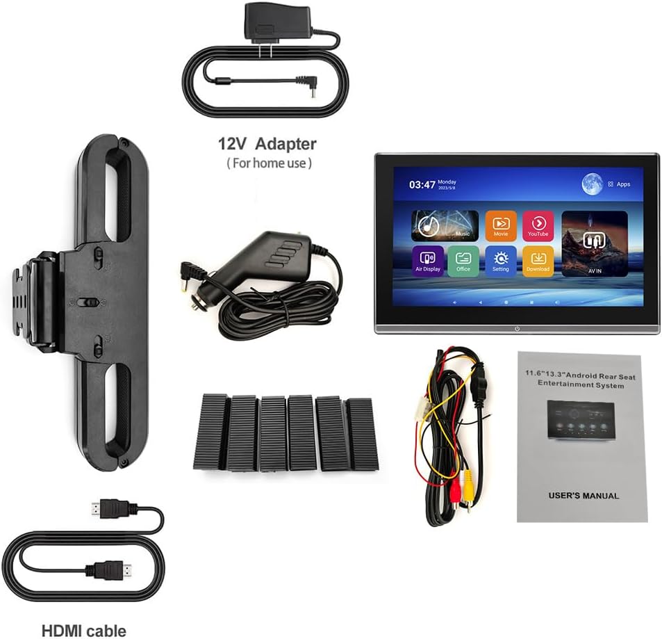 14 Inch Android12,Touch Screen 4K Car Headrest Portable Tv Support Wireless Phone mirroing,Multimedia Video with USB, Hdmi in/Out, Sd, Headphone Jack,WiFi Touch Screen,Bluetooth, FM,2G RAM+32G（2PCS）
