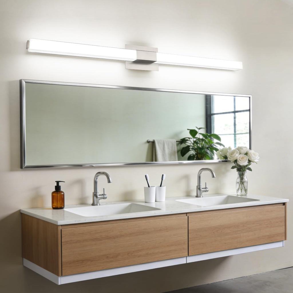 Brushed Nickel Bathroom Vanity Light - 48 Inch Extra Long Modern LED Vanity Light Bar IP44 Rust-Resistant 5CCT
