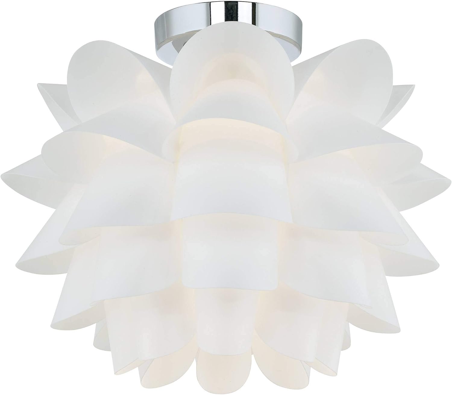 Possini Euro Design White Flower Modern Ceiling Light Semi Flush-Mount Fixture 15 3/4' Wide Chrome for Bedroom Kitchen Living Room Hallway Dining Bathroom Schoolhouse House