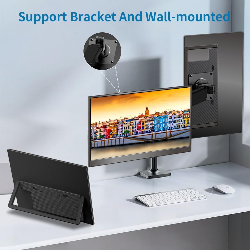 Portable Monitor Touchscreen 14',USB-C & FHD External Display 100% sRGB Anti-Glare Eye Care,Privacy Protection,Low-Power,VESA Mountable Travel Monitor for Laptop/Mac/Gaming/Office