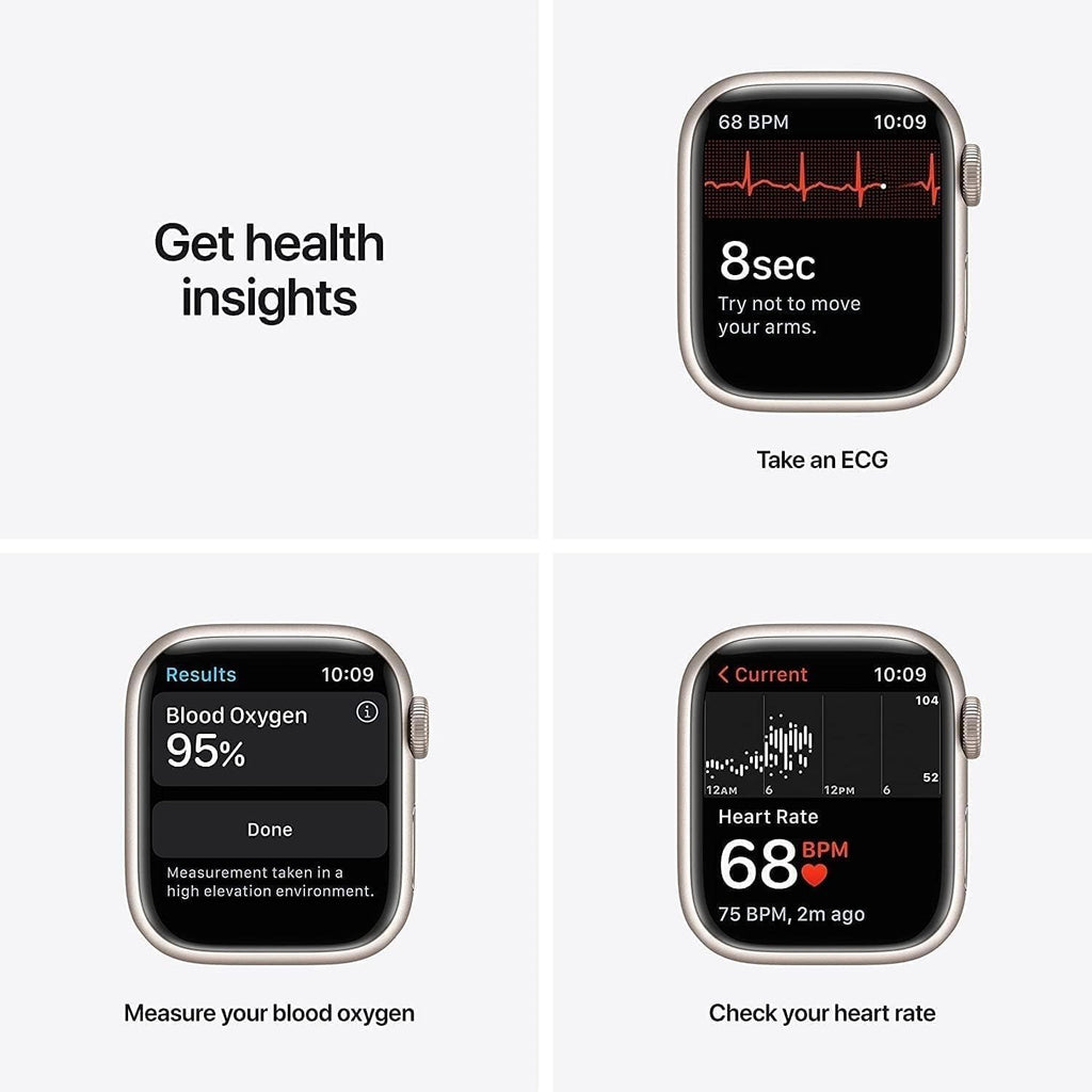 Apple Watch Series 7 (GPS, 41mm) Starlight Aluminum Case with Starlight Sport Band, Regular (Renewed)