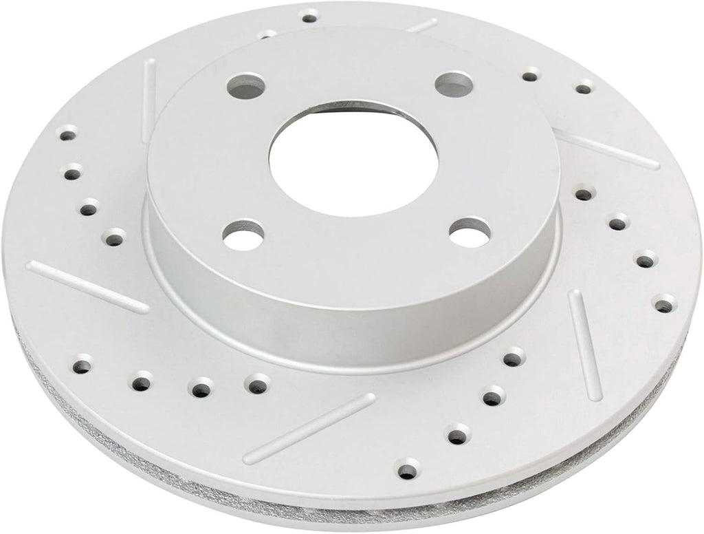 TRQ Performance Front and Rear Brake Rotor Set G Coated Drilled and Slotted Compatible with 1990-1993 Mazda Miata