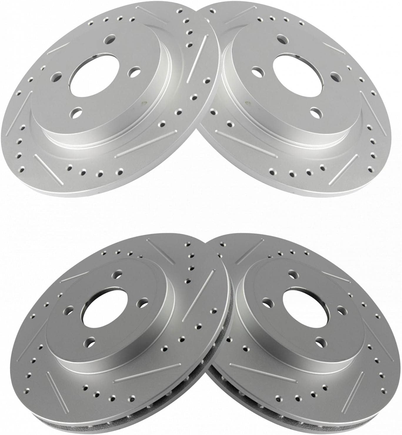 TRQ Performance Front and Rear Brake Rotor Set G Coated Drilled and Slotted Compatible with 2002-2004 Ford Focus