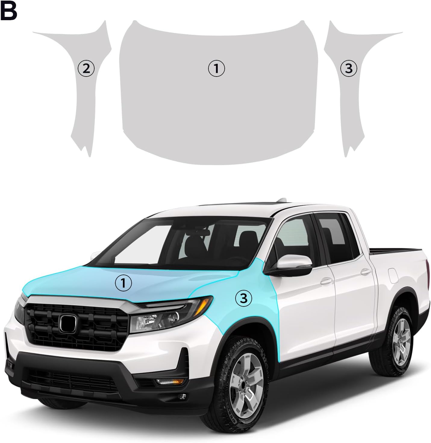 for 2024-2025 Honda Ridgeline Precut Paint Protective Film 8.5 Mil TPU PPF Clear Car HD Scratch Exterior Accessories (Hood + Fender 3Pcs)