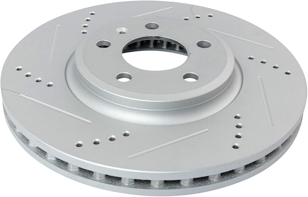 TRQ Performance Front and Rear Brake Rotor Set G Coated Drilled Slotted Compatible with 2009-2011 Audi A4 A4 Quattro 2010-2011 A5 A5 Quattro Q5 2008 Audi