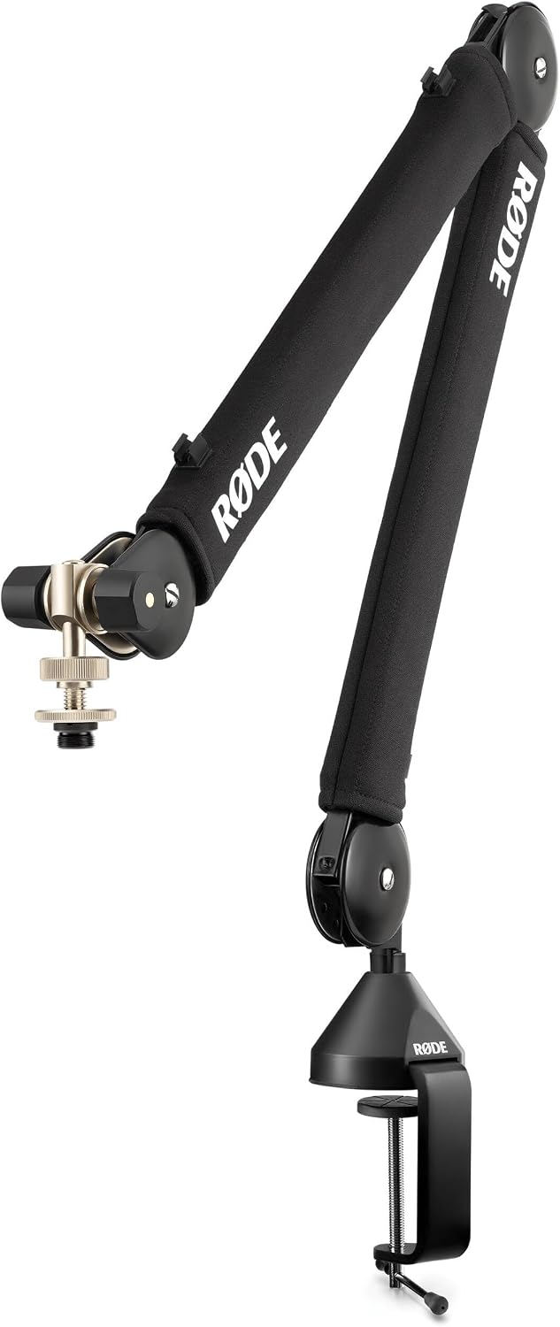 Rode NT1 Signature Black Condenser Microphone Bundle with PSA1+ Studio Boom Arm, Focusrite Scarlett 2i2 (4G), and Cans50 Headphones — 4 dBA XLR Studio Mic for Singing, Vocal Recording, Voice Over