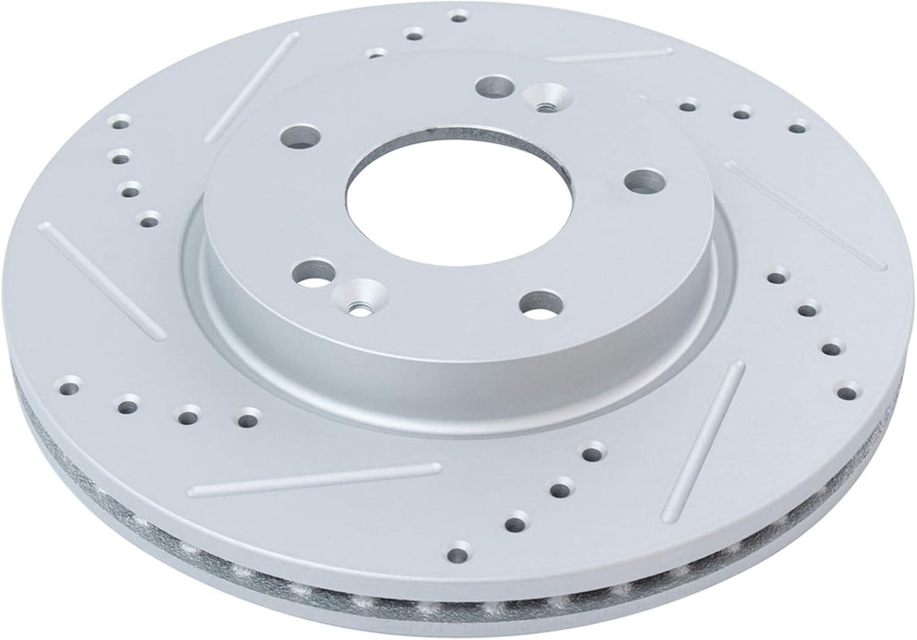 TRQ Front Rear Performance Drilled Slotted Zinc Coated Rotor Kit Compatible with Hyundai Kia