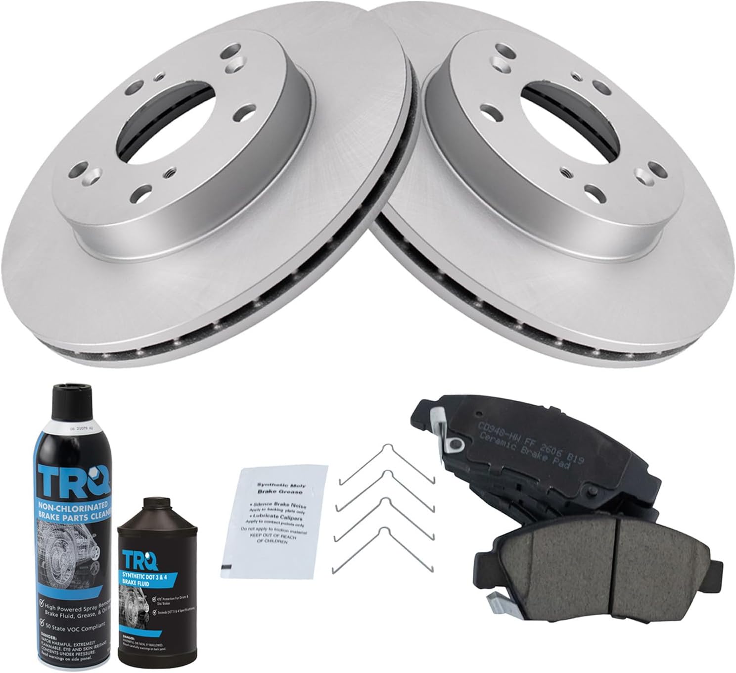 Front Brake Pad & Rotor Kit, with Chemical Kit Ceramic Premium G-Coated Compatible with 2002-2006 Acura RSX 2006-2011 Honda Civic 2011-2015 CR-Z