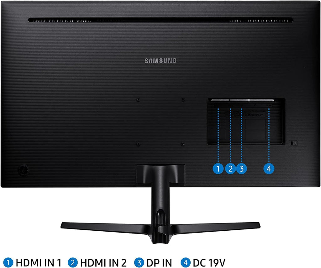 SAMSUNG 32' ViewFinity UJ59 Series Monitor, 4K UHD (3840x2160) Display, 60Hz, 4ms, AMD FreeSync, HDMI/Display Port, Eye Saver/Flicker Free Mode, Dark Gray/Blue, with MTC HDMI Cable