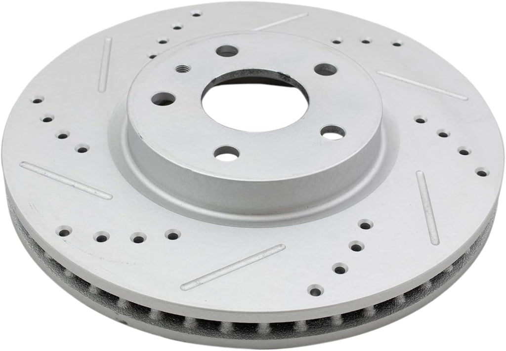 TRQ Performance Front and Rear Brake Rotor Set Coated Drilled Slotted Compatible with 13-20 Ford Fusion 13-16 Lincoln MKZ Hybrid with 302mm Rear Rotors