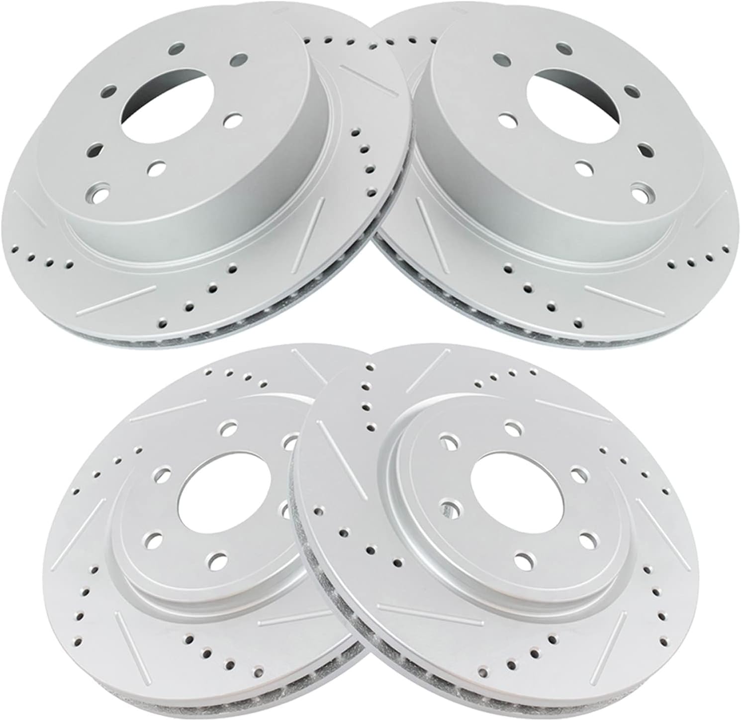 TRQ Performance Front and Rear Brake Rotor Set G Coated Drilled and Slotted Compatible with 2005-2012 Nissan Pathfinder