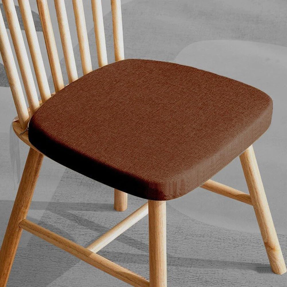 6 Pack Chair Seat Cushion Dining Kitchen Chairs Pad with Ties,1'/2'/3'/4' Thick Non-Slip Indoor Outdoor Chair Pad High Density Foam Seat Cushion with Removable Cover (Dark Coffee,4' Thick - 16'x15')