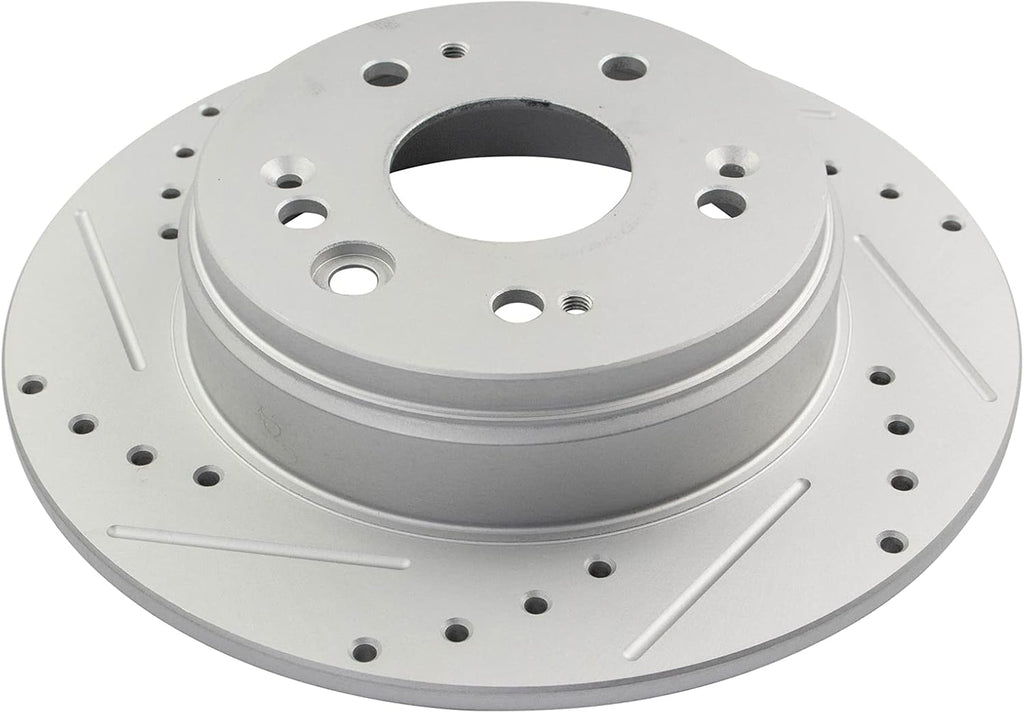 TRQ Front and Rear Performance Brake Rotors Set Premium G-Coated Cross Drilled & Slotted Compatible with 2002-2004 Honda CR-V