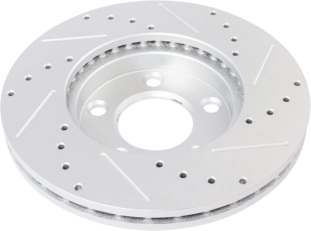 TRQ Performance Front and Rear Brake Rotor Set G Coated Drilled and Slotted Compatible with 1994-2004 Ford Mustang